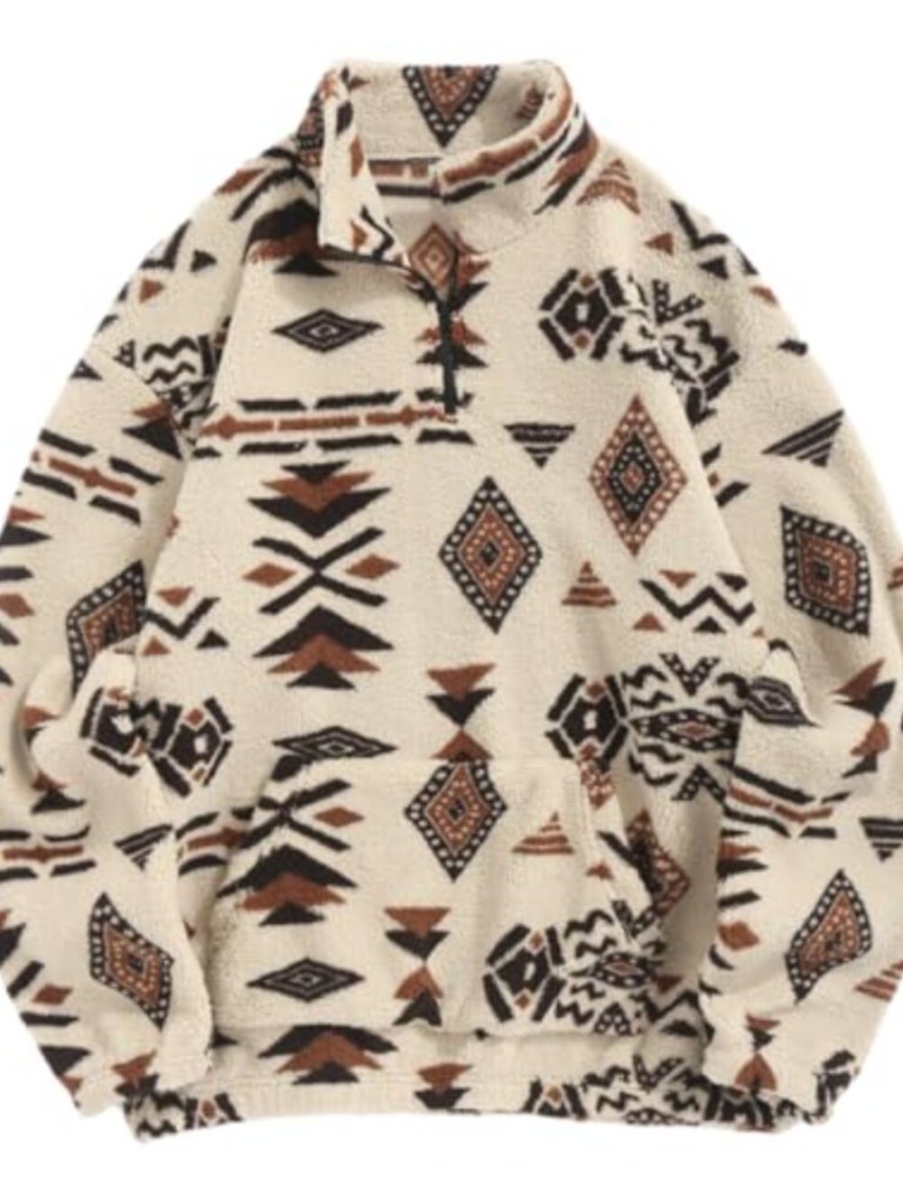 Fleece Sweatshirt 1/4 Zip Ethnic Aztec Pullover Winter Unisex